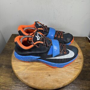 Nike KD 7 Shoes Mens Size 10 Black Blue Orange 653996-004 Basketball Sneakers